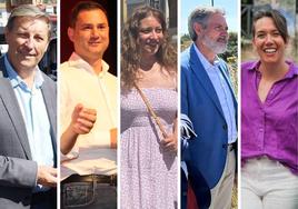 Los principales candidatos al Congreso por la provincia de León durante actos en este campaña electoral.