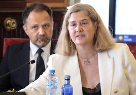 Margarita Torre durante una intervención en el pleno de organización del Ayuntamiento de León.