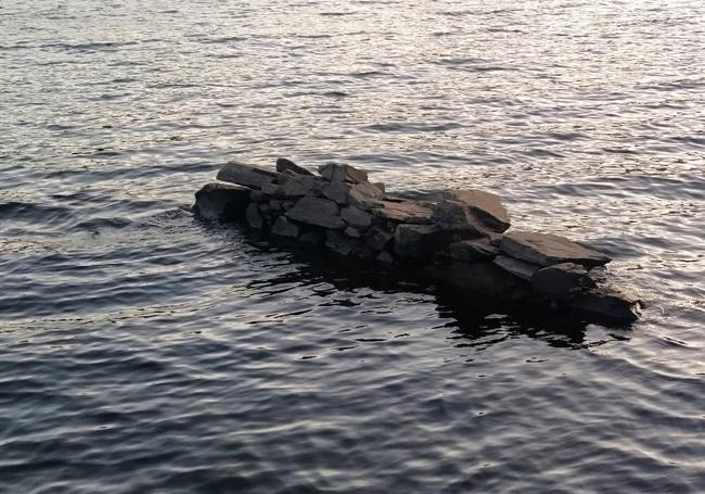 Restos de edificaciones de Oliegos en el actual embalse de Villameca