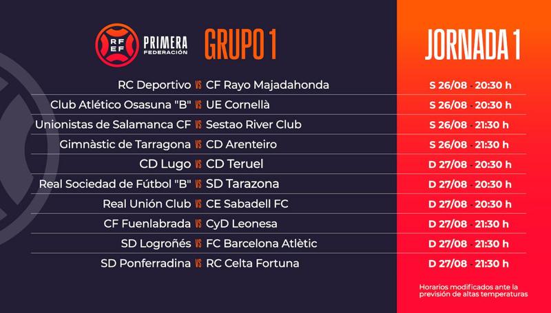 Horarios jornada 2.
