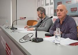 El secretario de Acción Sindical y Negociación Colectiva de CCOO, Fernando Fraile, y el secretario de Acción Sindical y Coordinador del Diálogo Social UGT, Raúl Santa Eufemia, en una imagen de archivo.