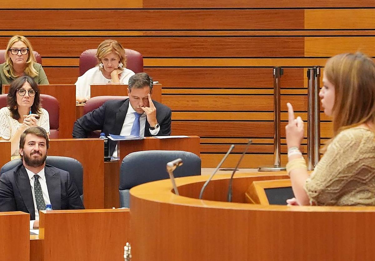 Intervención de la procuradora socialista Patricia Gómez en la segunda jornada del pleno de las Cortes.