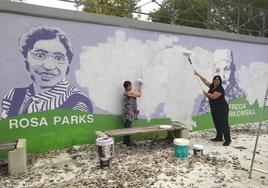 Reconstrucción del mural tras ser vandalizado.