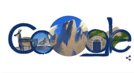 Doodle de Google con el mirador del Tombo y los Picos de Europa.