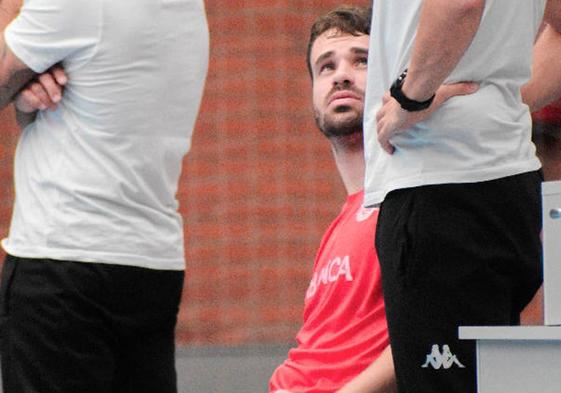 Rodri Pérez, durante el entrenamiento de este martes en el Hansi Rodríguez.