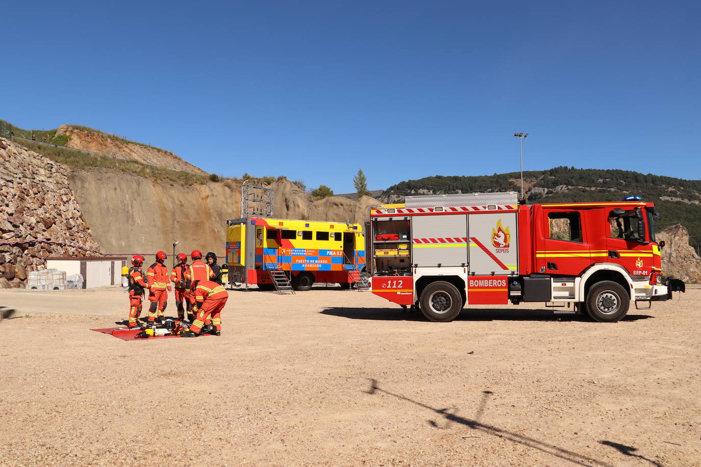 Simulacro de emergencia en la Variante de Pajares