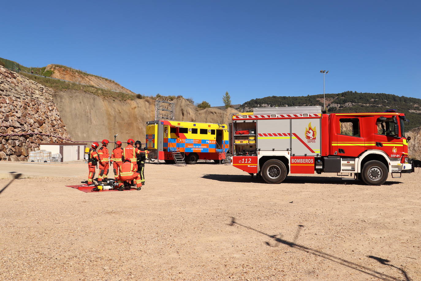 Simulacro de emergencia en la Variante de Pajares