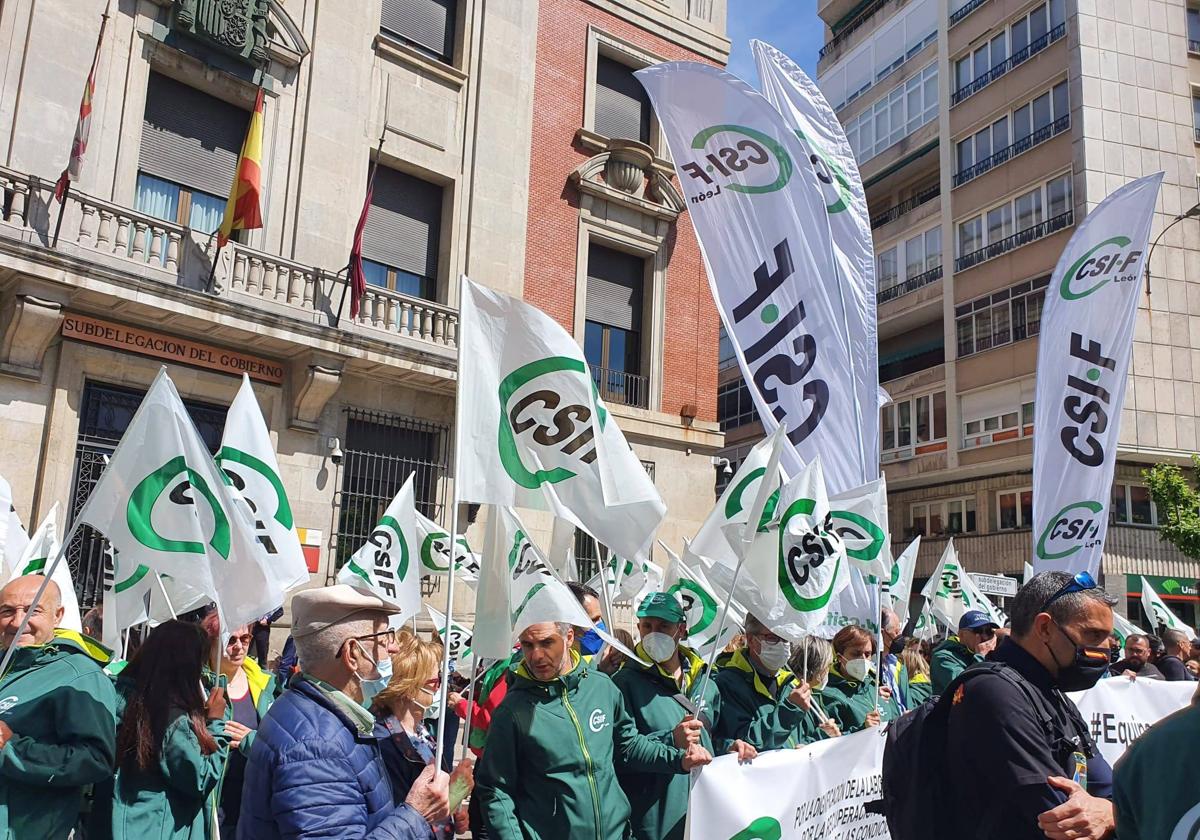 Imagen de archivo de una manifestación del sindicato CSIF en León.