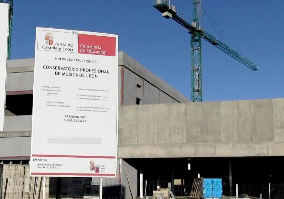 Obras del Conservatorio de Música de León en el mes de enero de 2023.