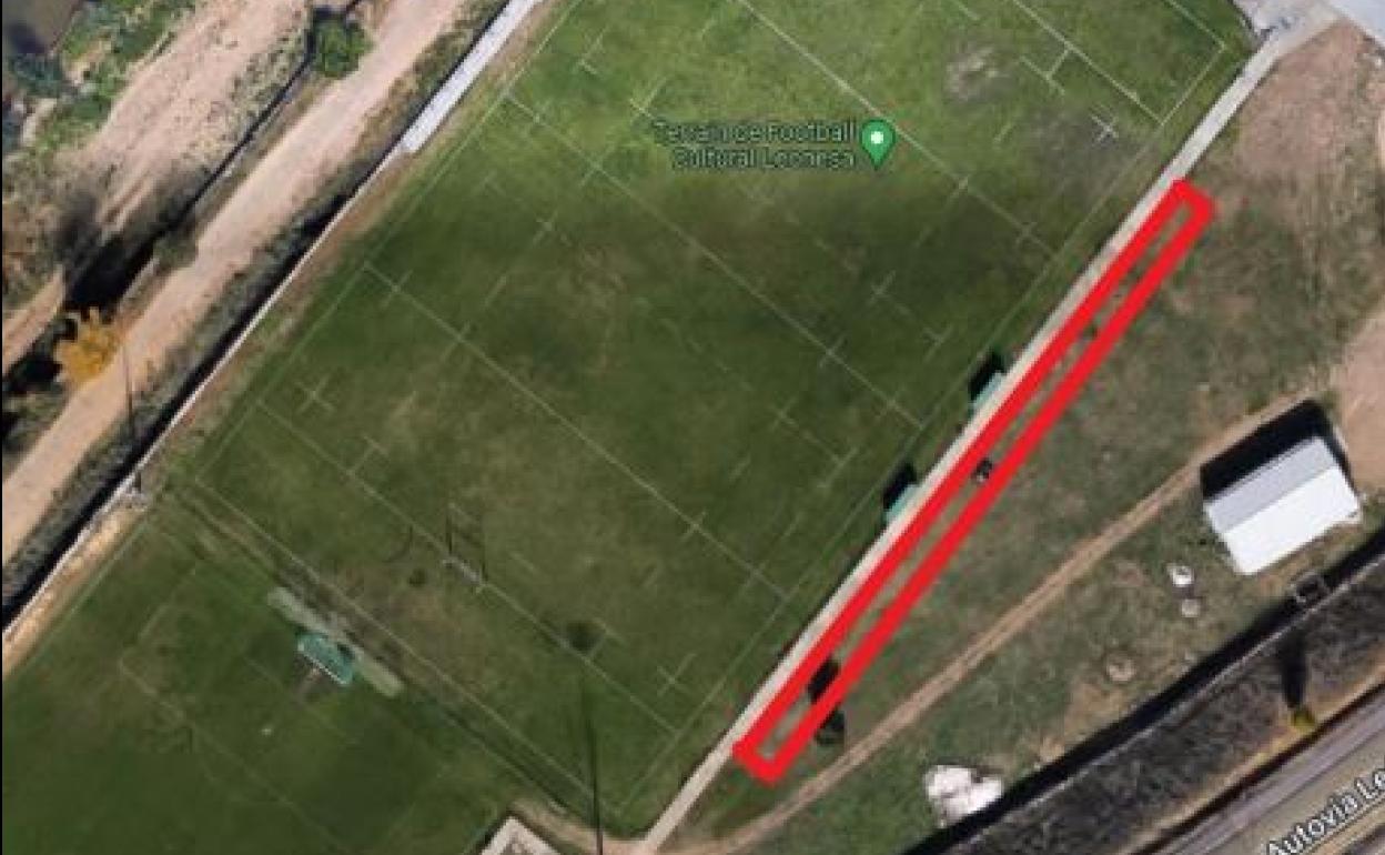 Ubicación de la grada cubierta que ocupará el campo de rugby de Puente Castro.