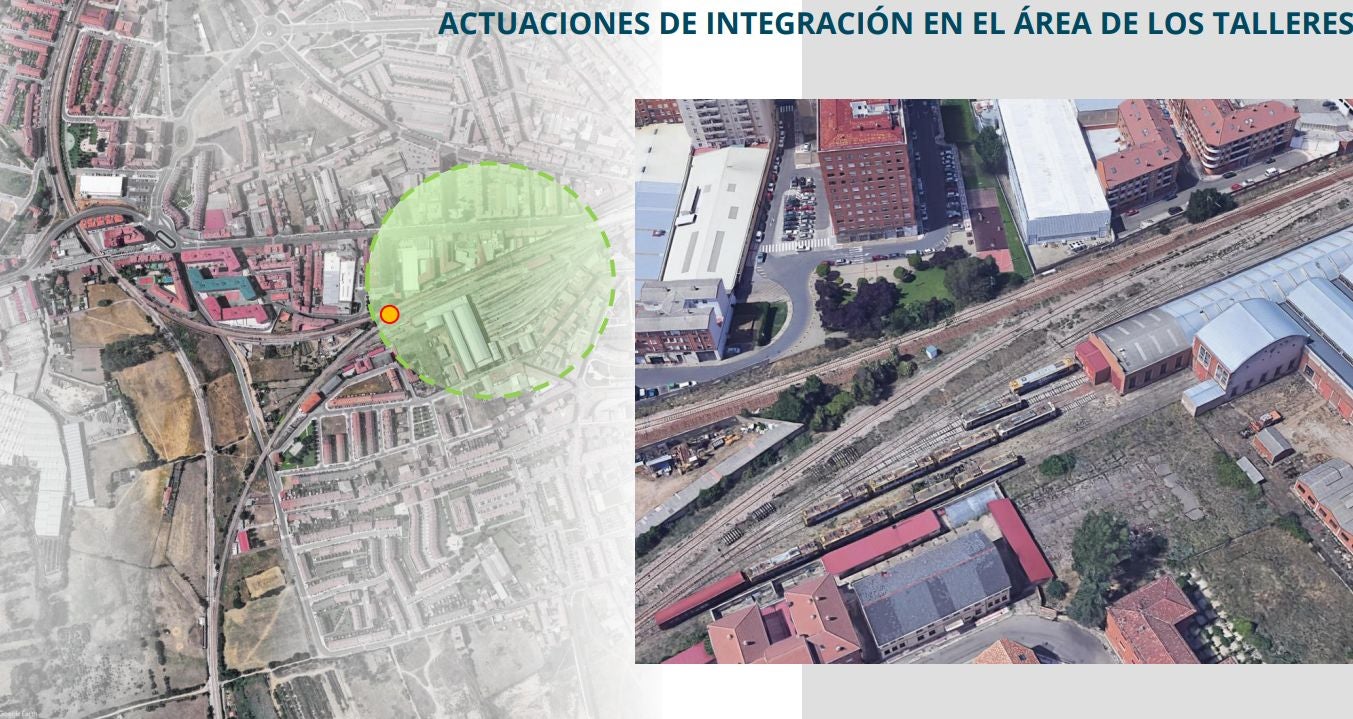 El Administrador de Infraestructuras Ferroviarias, Adif, presentó este lunes el proyecto de integración del ferrocarril en el municipio de San Andrés del Rabanedo. El proyecto, que supondrá un enorme impacto visual, se condensa en 22 imágenes que dejan ver el estado actual y futuro. El nuevo pryecto propone pasos inferiores que conecten el tráfico rodado y cuenten con aceras para las comunicaciones peatonales y ciclistas. 