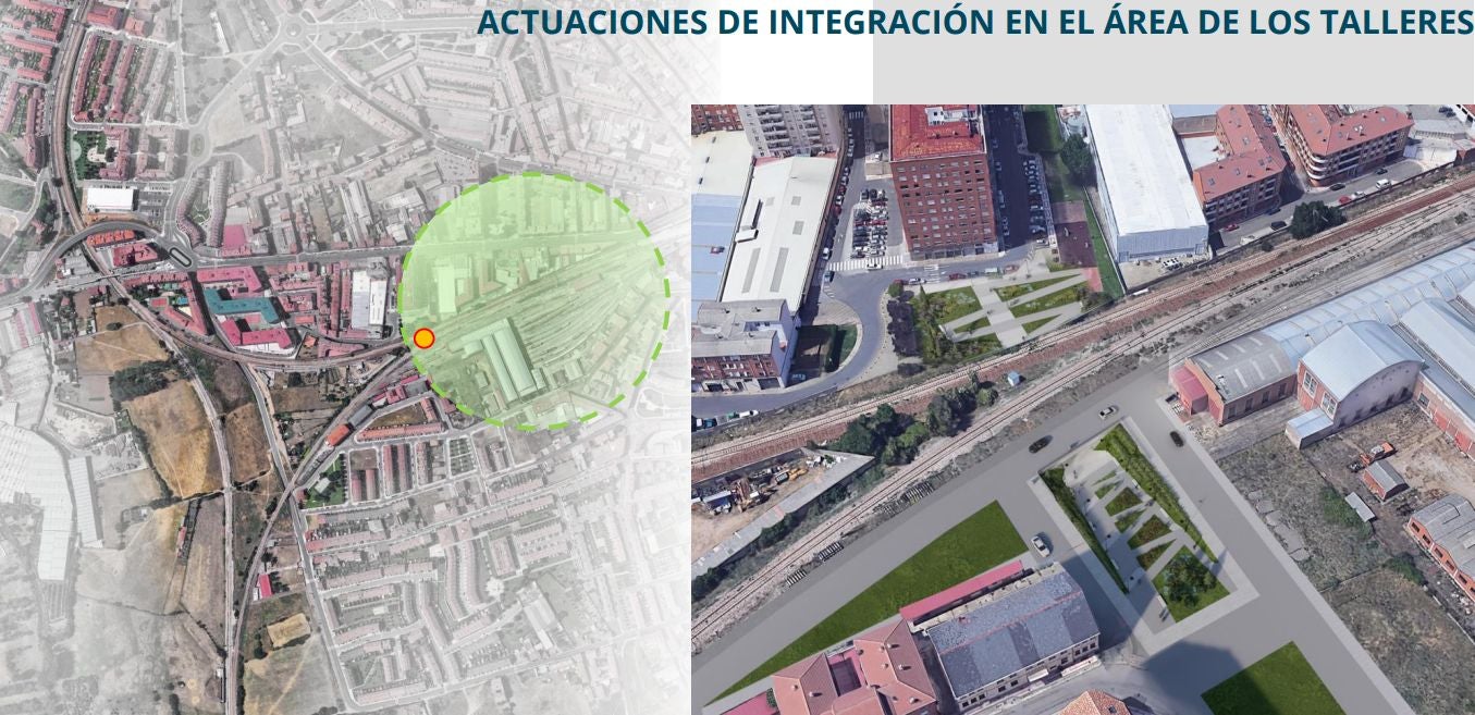 El Administrador de Infraestructuras Ferroviarias, Adif, presentó este lunes el proyecto de integración del ferrocarril en el municipio de San Andrés del Rabanedo. El proyecto, que supondrá un enorme impacto visual, se condensa en 22 imágenes que dejan ver el estado actual y futuro. El nuevo pryecto propone pasos inferiores que conecten el tráfico rodado y cuenten con aceras para las comunicaciones peatonales y ciclistas. 