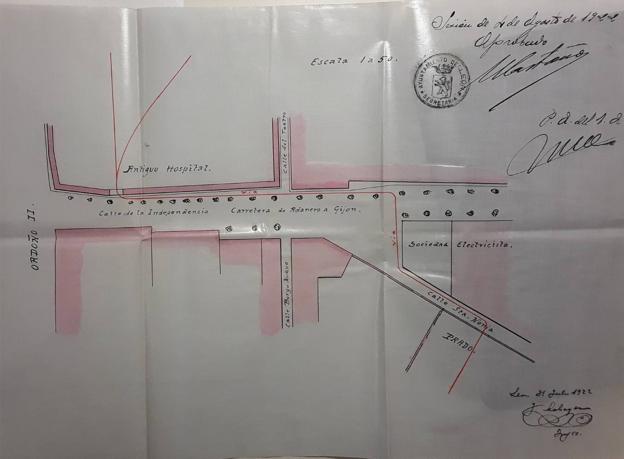 Plano superior del planteamiento de la línea de Decauville desde la calle improvisada de Legión VII hasta Burgo Nuevo. Imagen de Daniel Casadoprocedente del Archivo Municipal de León