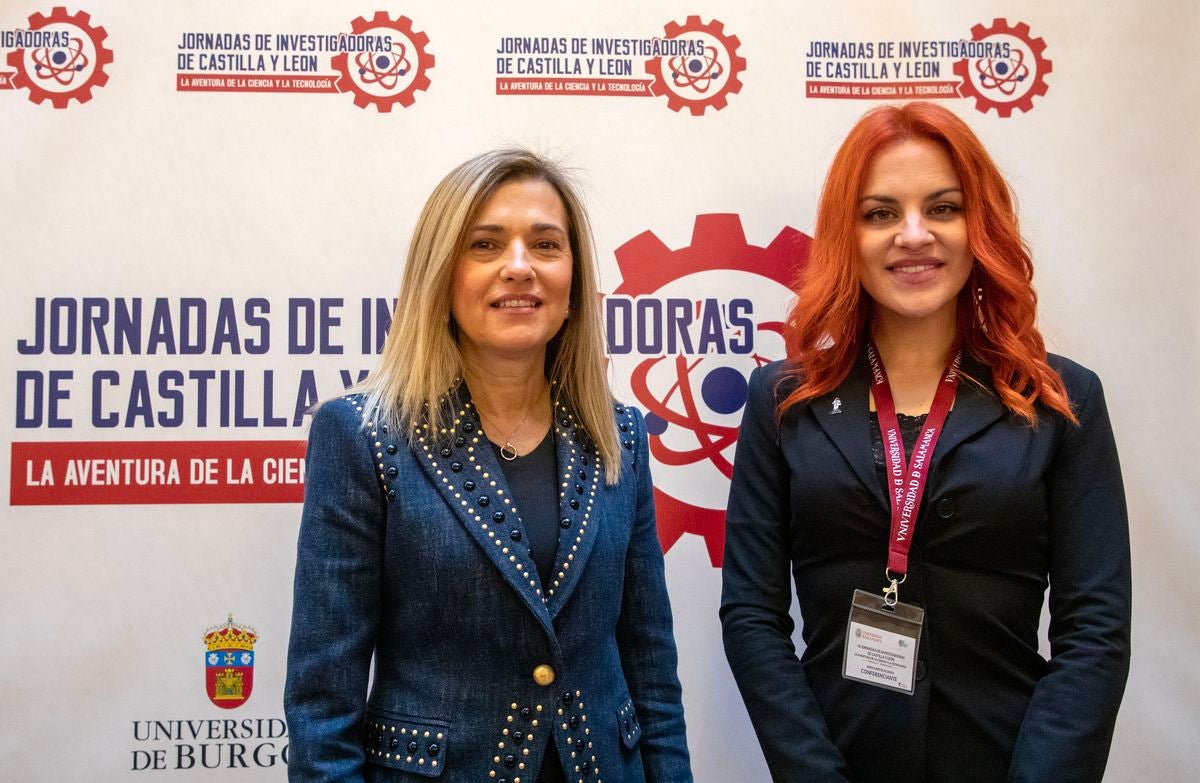 La leonesa Sara García participa en el acto inaugural de las XI Jornadas Investigadoras de Castilla y León celebradas en Salamanca este jueves.