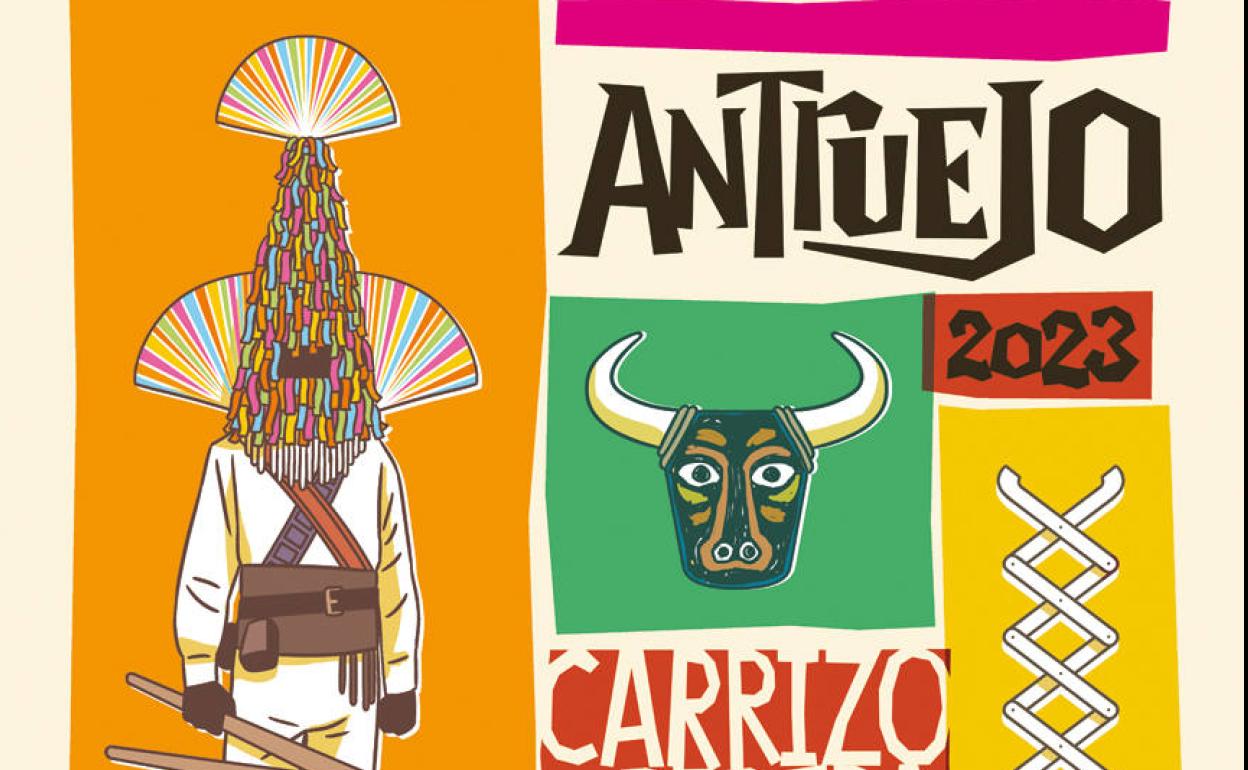 Cartel del Antruejo 2023 de Carrizo de la Ribera elaborado para la ocasión por el artista Javier de Castro.