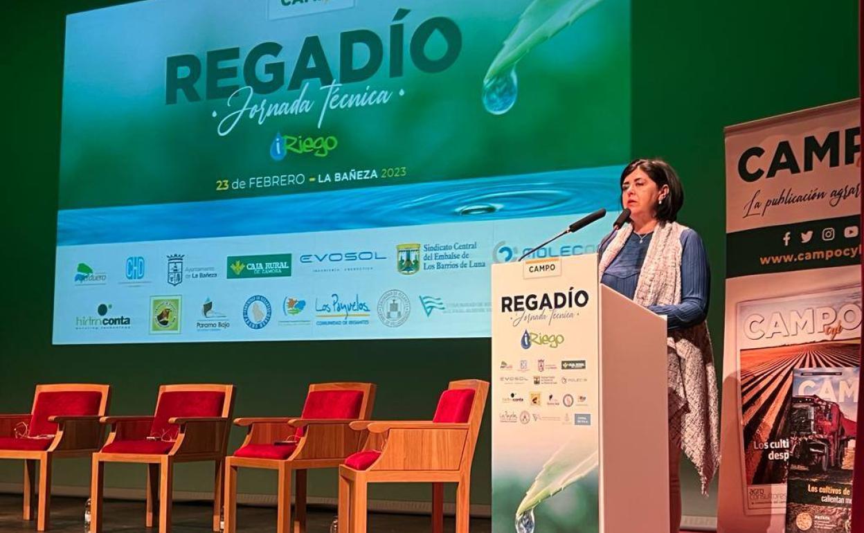  La comisaria adjunta de la CHD, Concepción Valcárcel, ha participado hoy en la Jornada Técnica Regadío 2023 organizada por la revista Campo en La Bañeza.