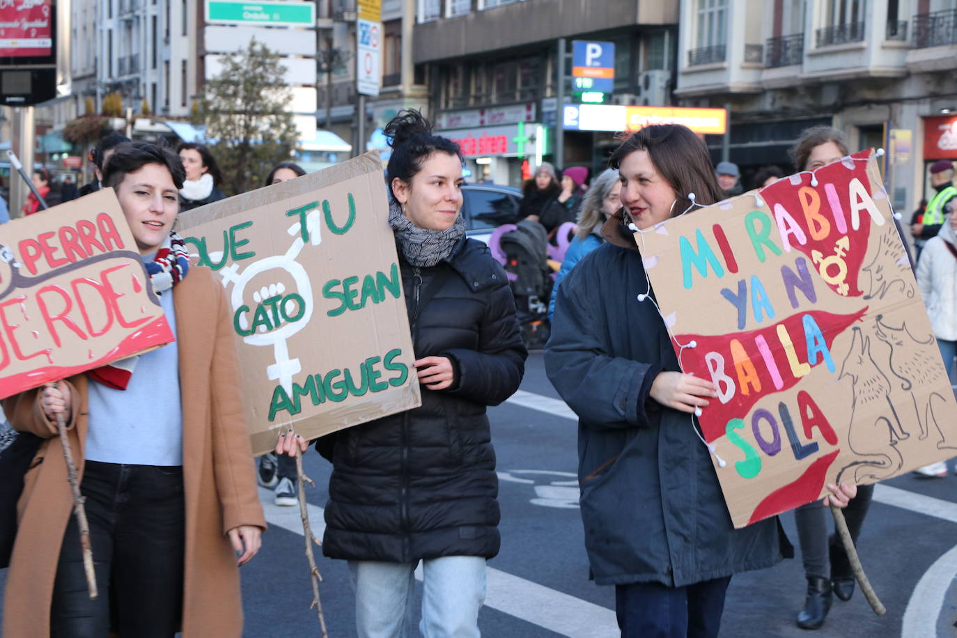 Una nutrida manifestación recorre las calles de León con diferentes plataformas, partidos políticos y sindicatos..