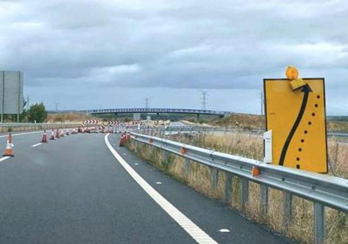 Autovía entre León y Valladolid en el tramo que estuvo en obras.