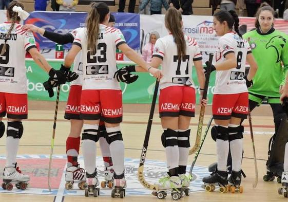 Las jugadoras del Bembibre HC, antes de iniciar un partido.