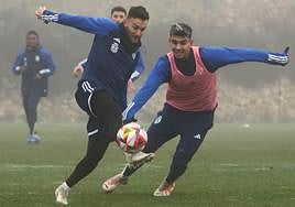 Llonch y Mángel, en un entrenamiento de la Deportiva.