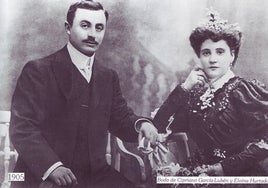 Cipriano García Lubén y Eloina Hurtado en su boda. 1905.