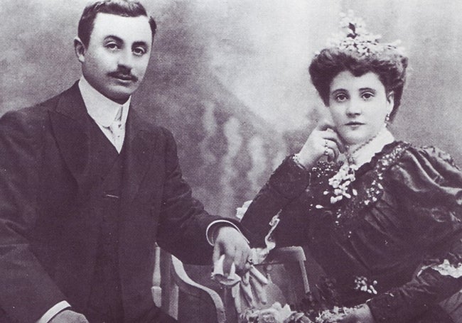 Boda de Cirpiano García Lubén y Eloina Hurtado. 1905.