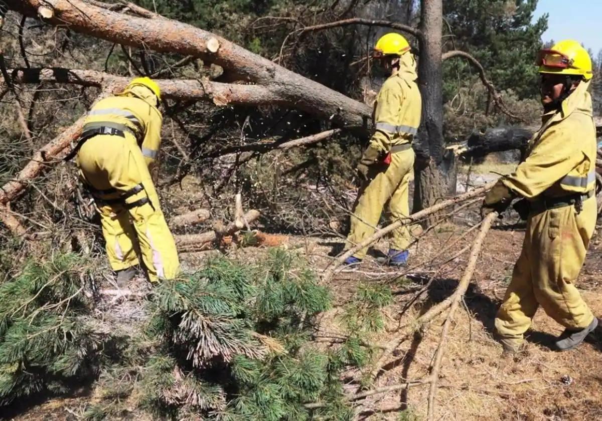 Cuadrilals trabajando en la extinción de incendios.