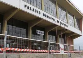 Obras en el Palacio de los Deportes de León.