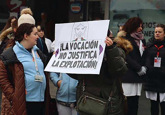 Una pancarta de las protestas de las enfermeras.