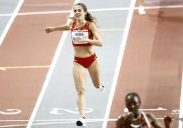 Marta García, en la final de 3.000 metros en el Mundial de Glasgow.