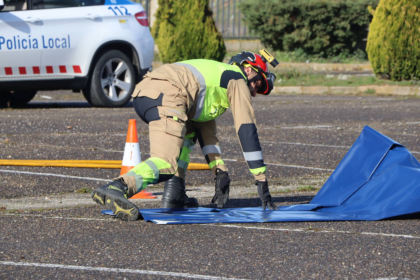 Simulacro efectuado por el cuerpo de Bomberos de León.