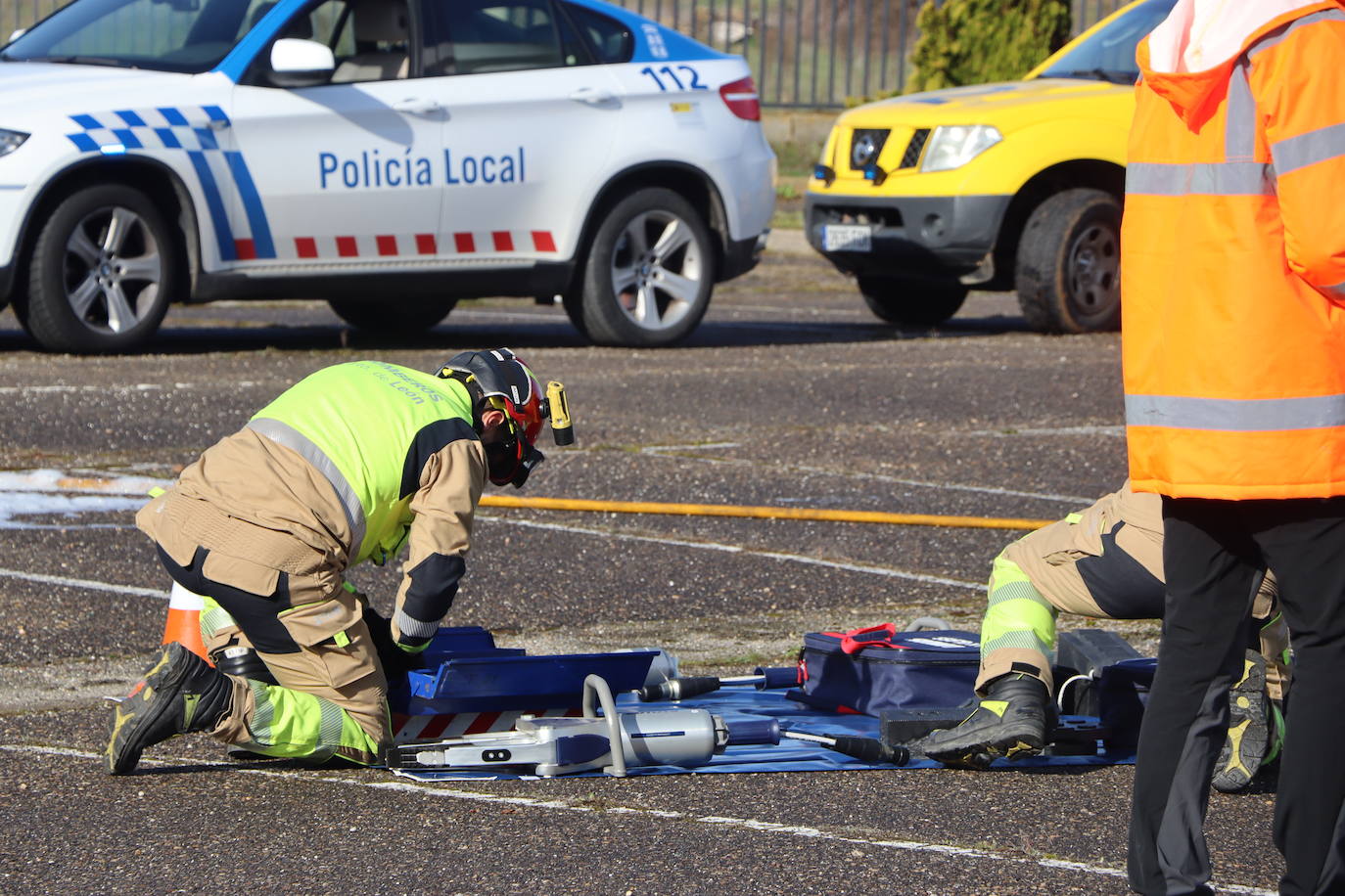 Simulacro efectuado por el cuerpo de Bomberos de León.