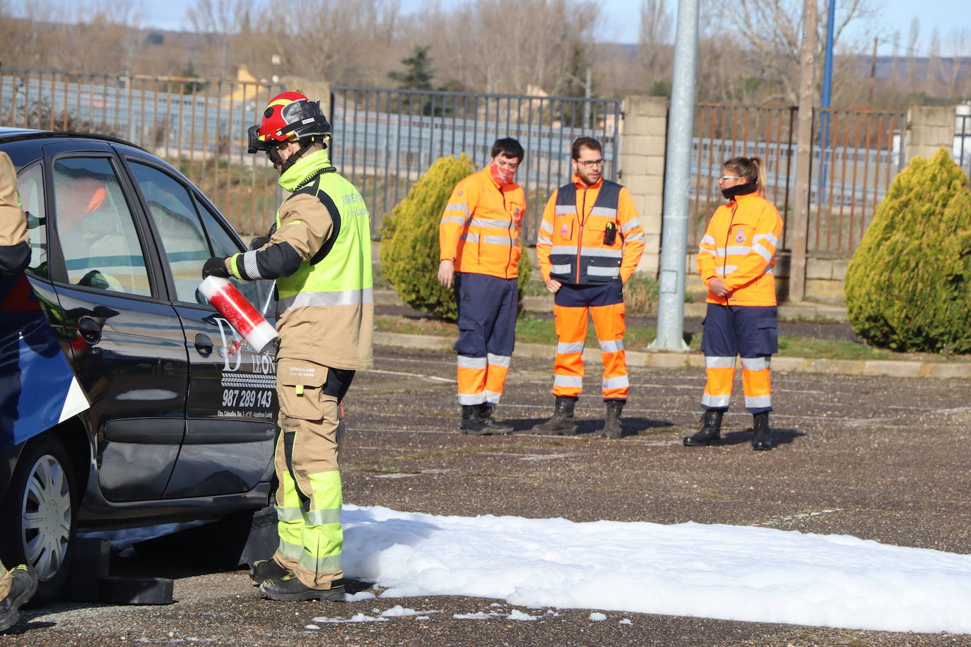 Simulacro efectuado por el cuerpo de Bomberos de León.