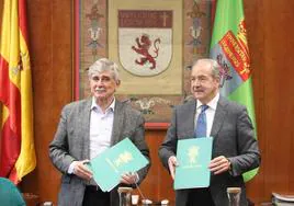 Francisco García Marín (ULE) y Cipriano García (Caja Rural) anuncian el proyecto Experimenta.