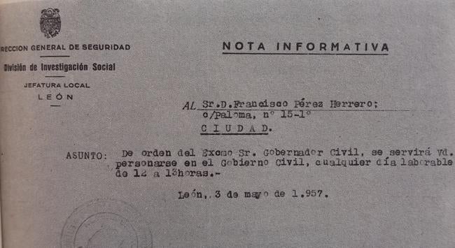 Nota informativa de reunión con el Gobernador Civil Álvarez Rementería.