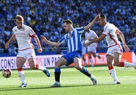 Un instante del partido en Riazor.