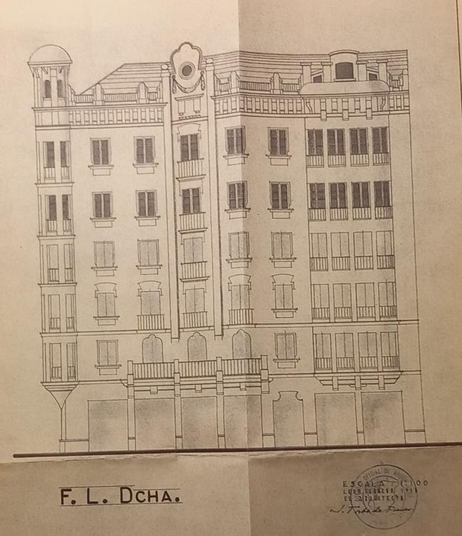 Planos originales de la ampliación del edificio en 1956.