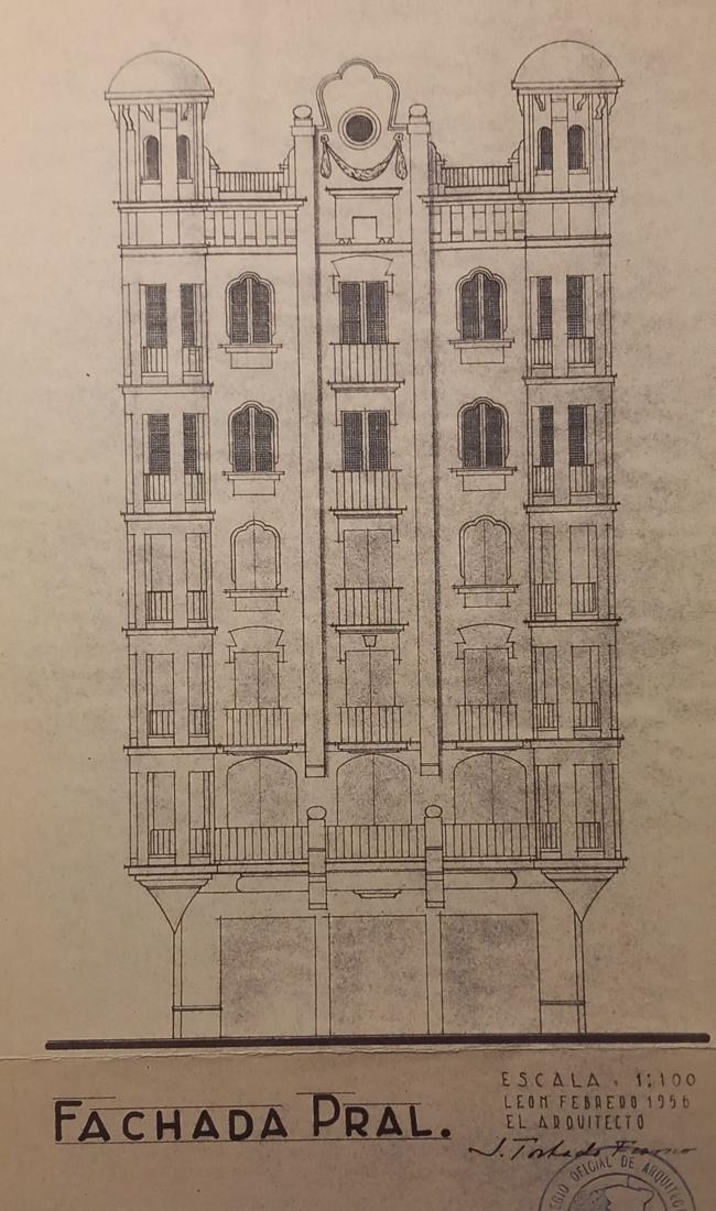 Planos originales de la ampliación del edificio en 1956.