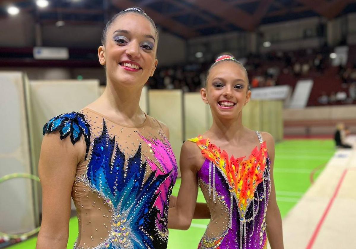 Marta Pérez y Sara Llana en los ejercicios de la Liga Francesa.