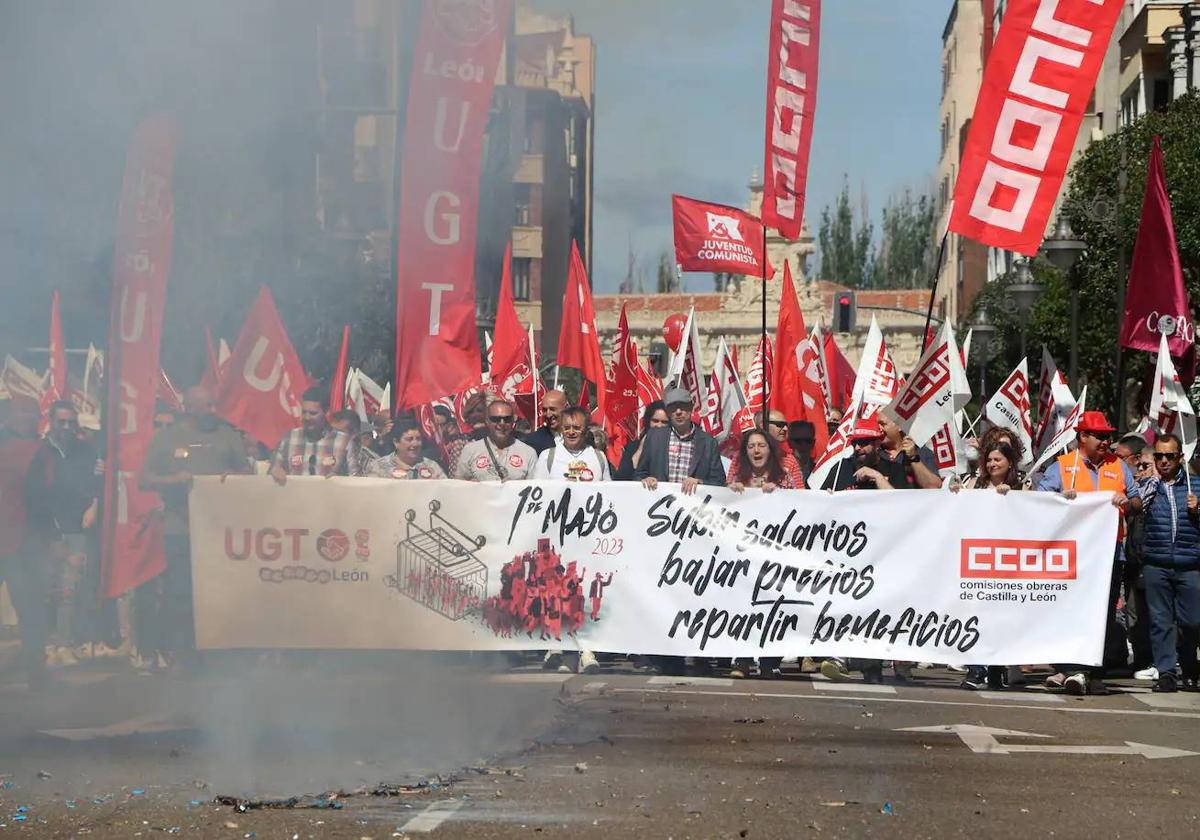 Una manifestación en León por el 1 de mayo.