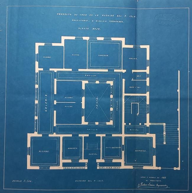 Planta de la Biblioteca Padre Isla. 1922.