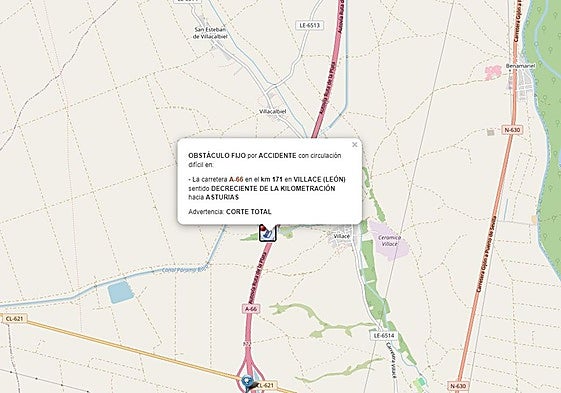 Punto donde se produjo el accidente.