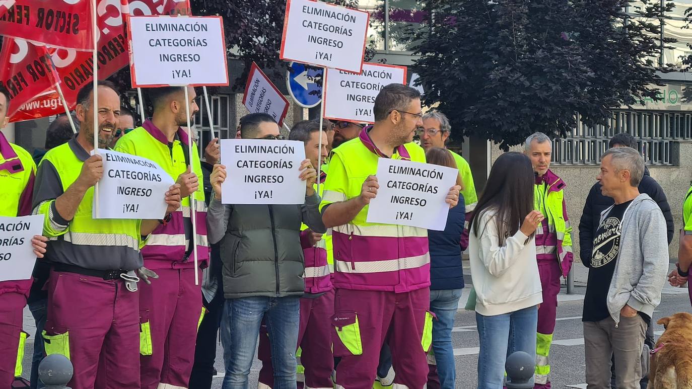 Protestas ante la sede de Renfe en León