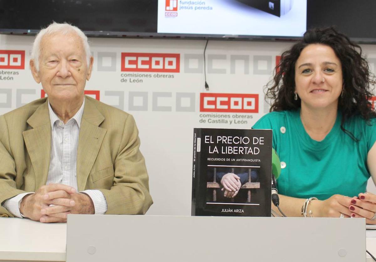 Julián Ariza, junto a la secretaria provincial de CCOO, Elena Blasco.