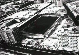 Estadio de la Puentecilla desde el aire. 1972.