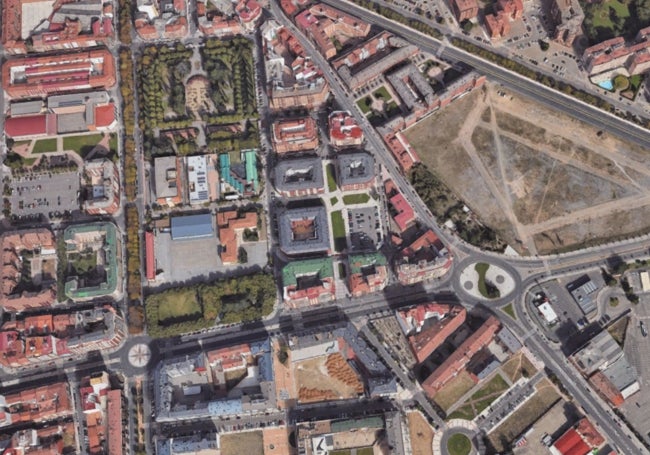 Vista actual de la zona en la que se ubicaba el Estadio de la Puentecilla. Fernández Ladreda.