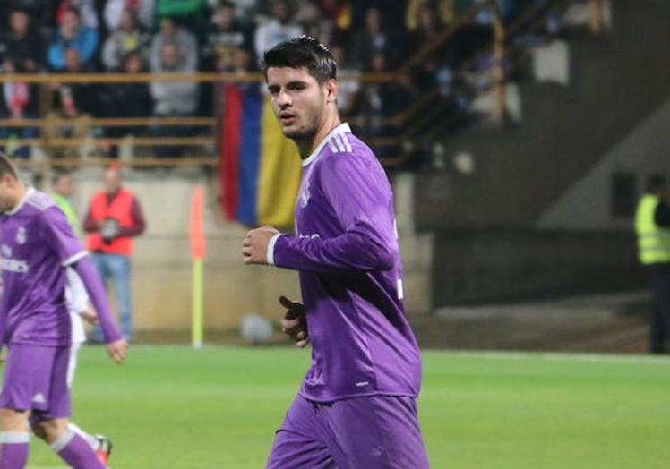 Morata, en el partido de Copa del Rey ante la Cultural con el Real Madrid.