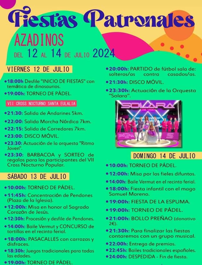 Programación de las fiestas patronales de Azadinos