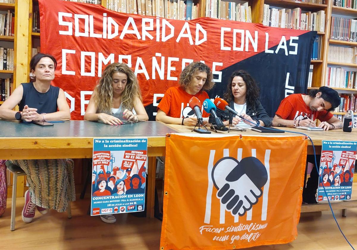 Rueda de prensa conjunta de los sindicatos en León.