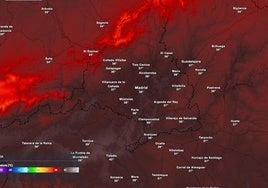 Temperaturas máximas previstas a las 17:00 horas del jueves, en la Comunidad de Madrid.